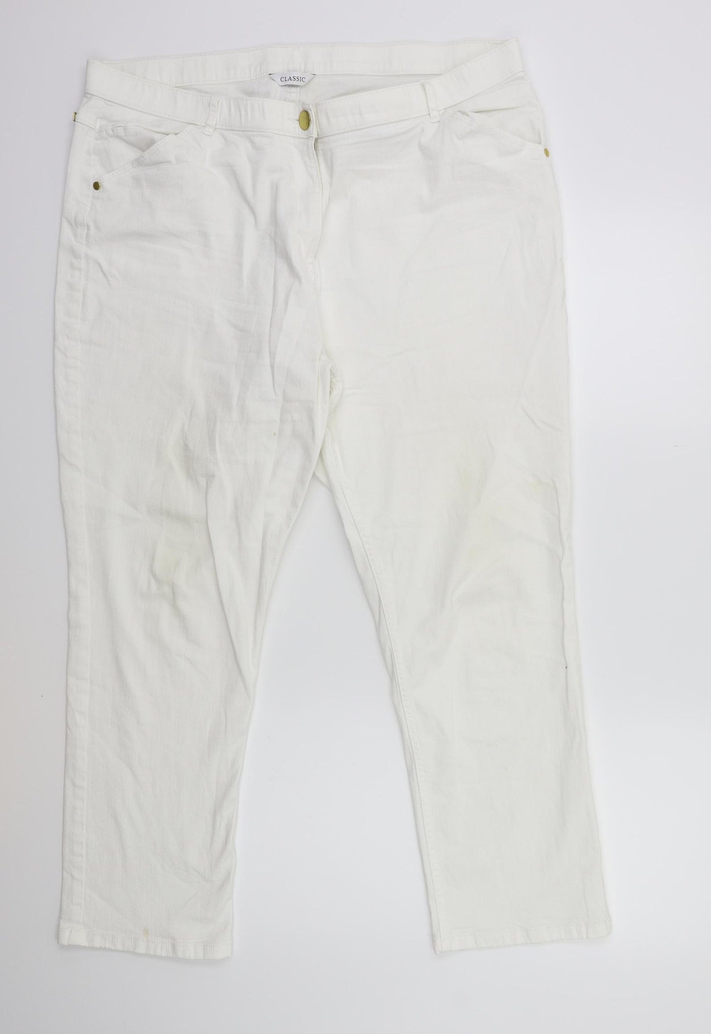 Marks and Spencer Womens White  Denim Straight Jeans Size 18 L27 in