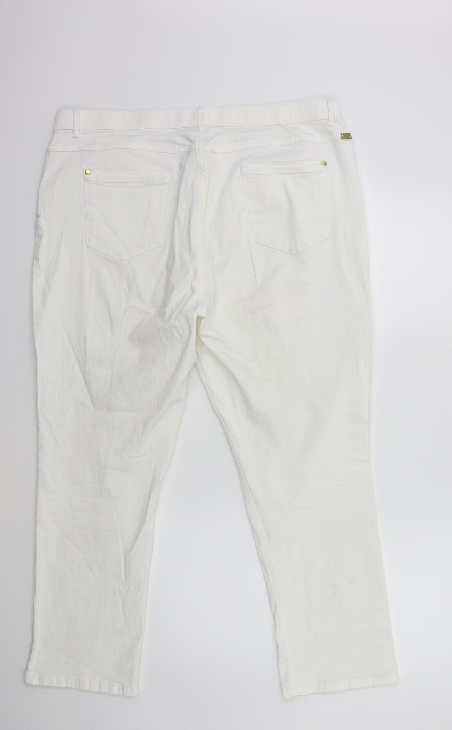 Marks and Spencer Womens White  Denim Straight Jeans Size 18 L27 in