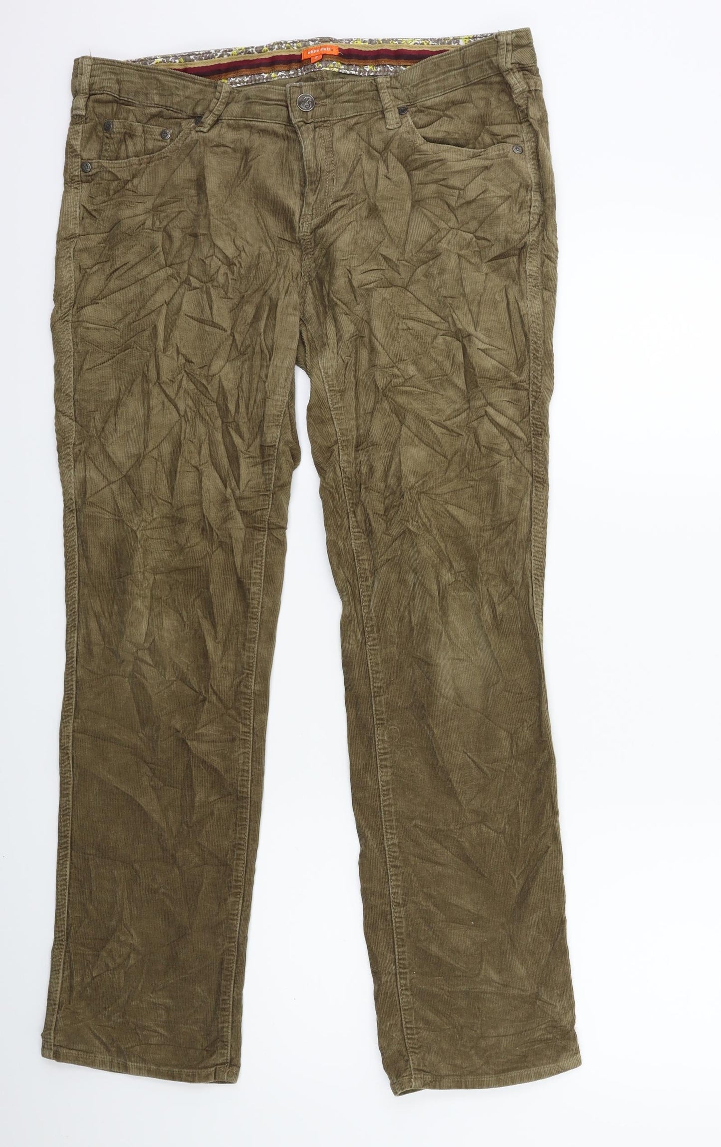 White Stuff Womens Green  Corduroy Trousers  Size 12 L29 in