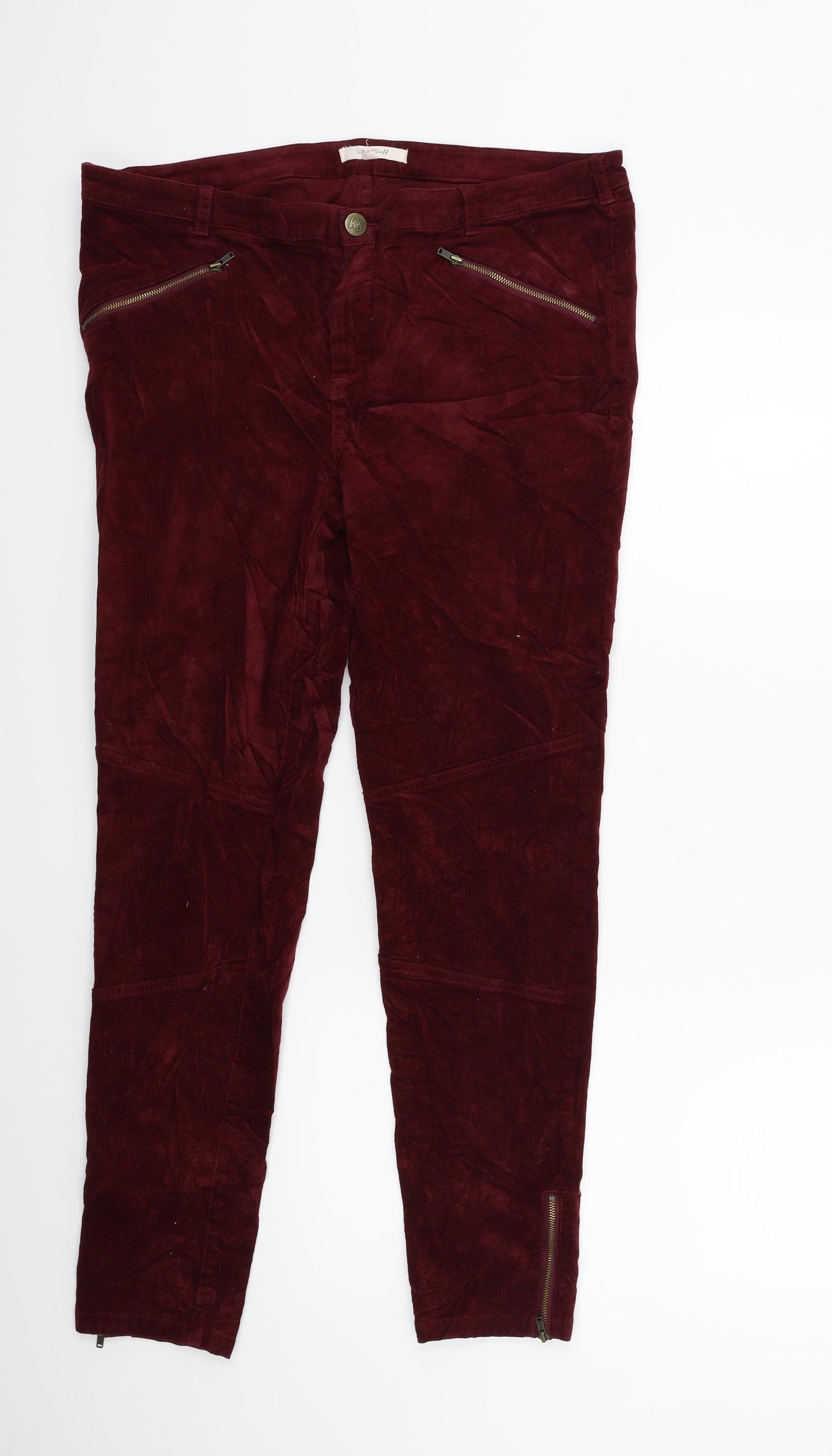 White Stuff Womens Red  Corduroy Trousers  Size 12 L28 in