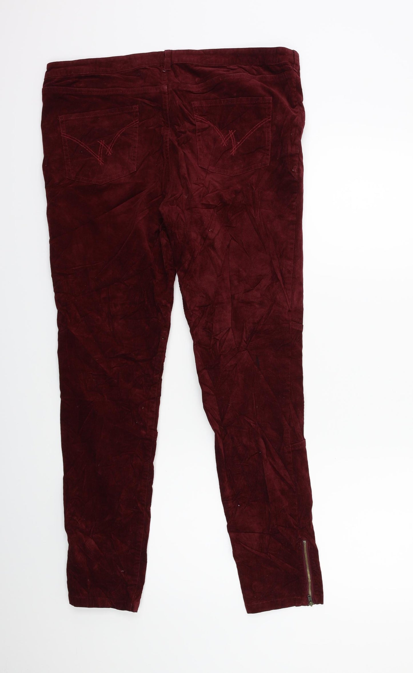 White Stuff Womens Red  Corduroy Trousers  Size 12 L28 in