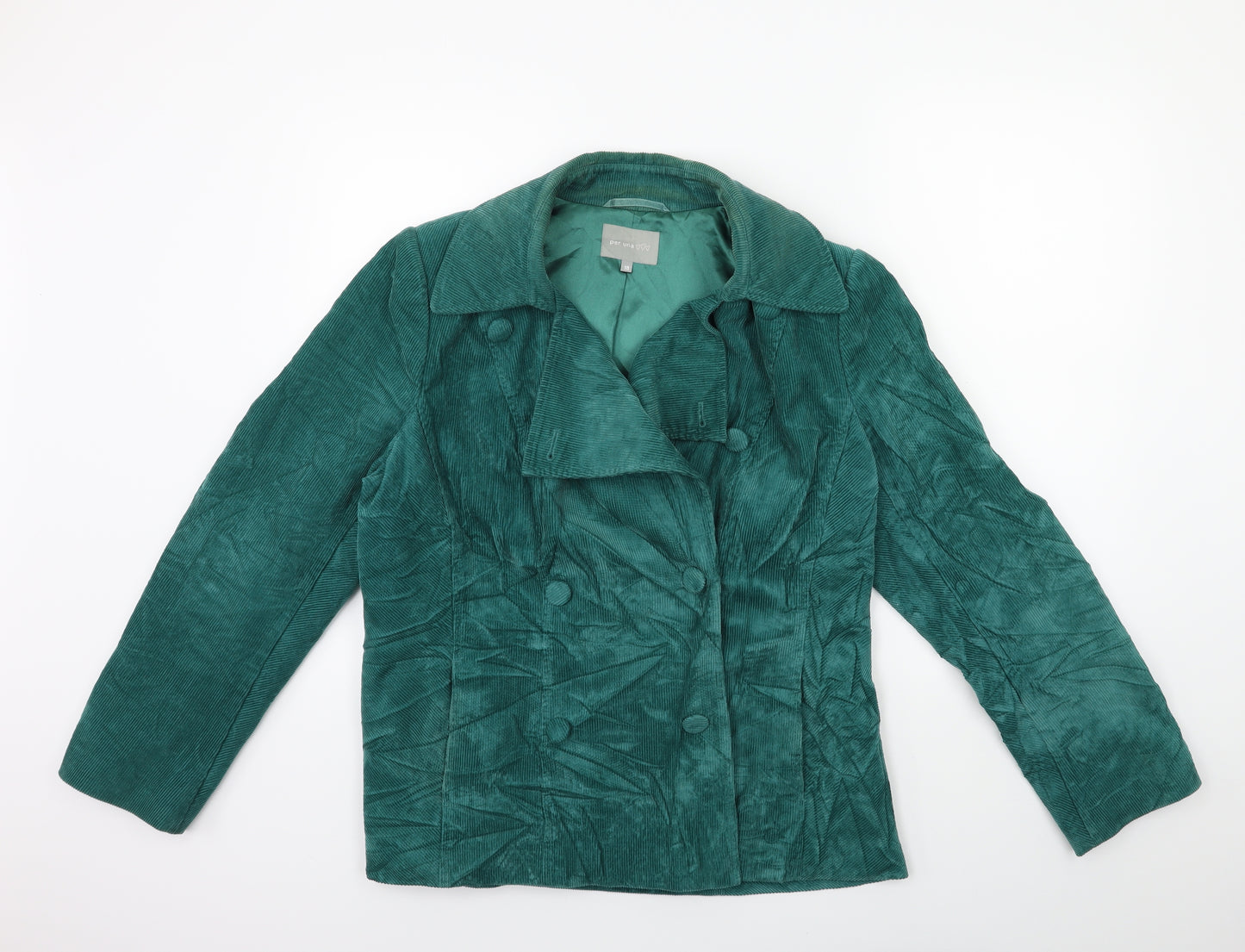 Per Una Womens Green  Corduroy Jacket Coat Size 18