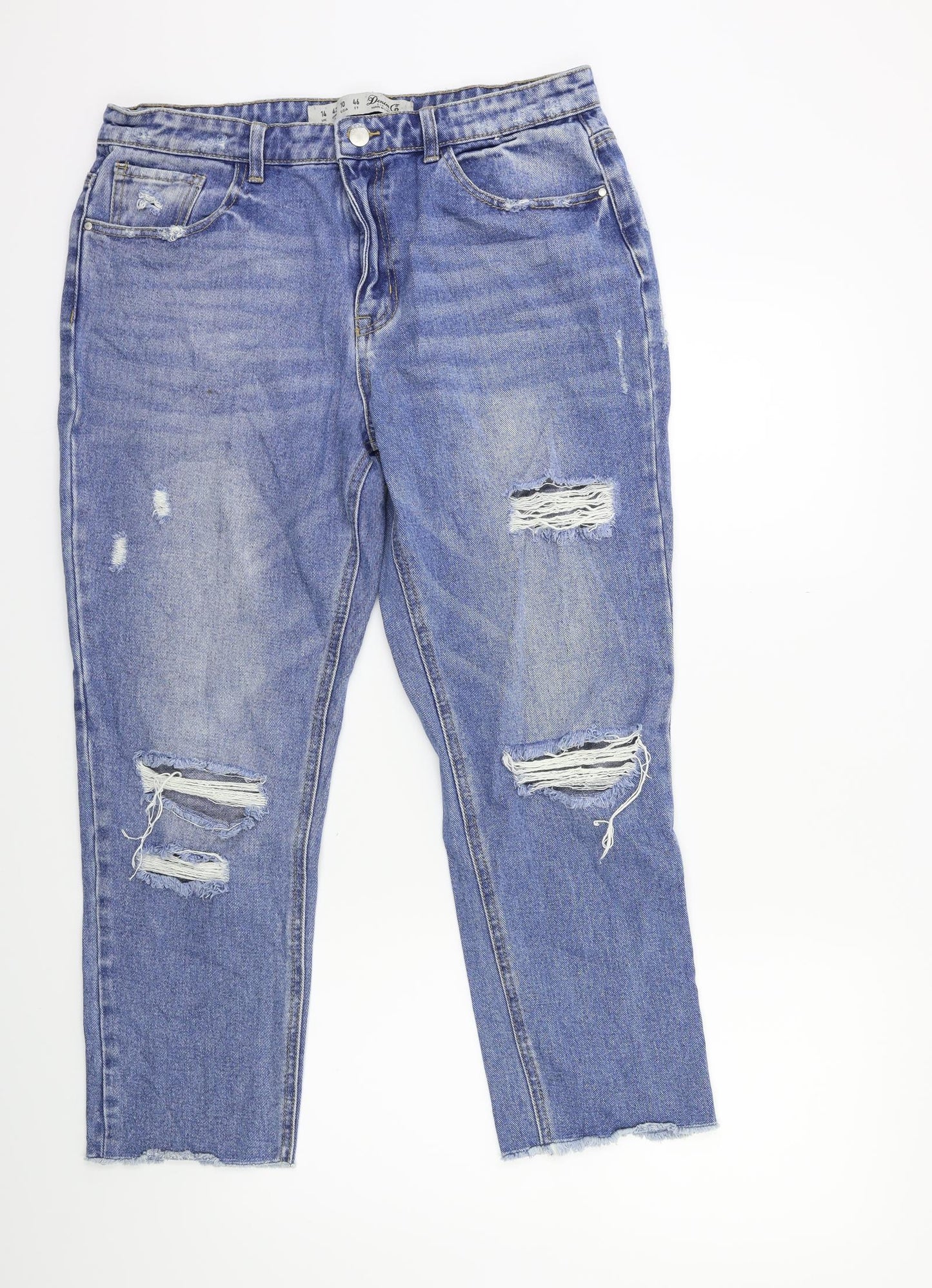 Denim & Co. Womens Blue  Denim Straight Jeans Size 14 L25 in