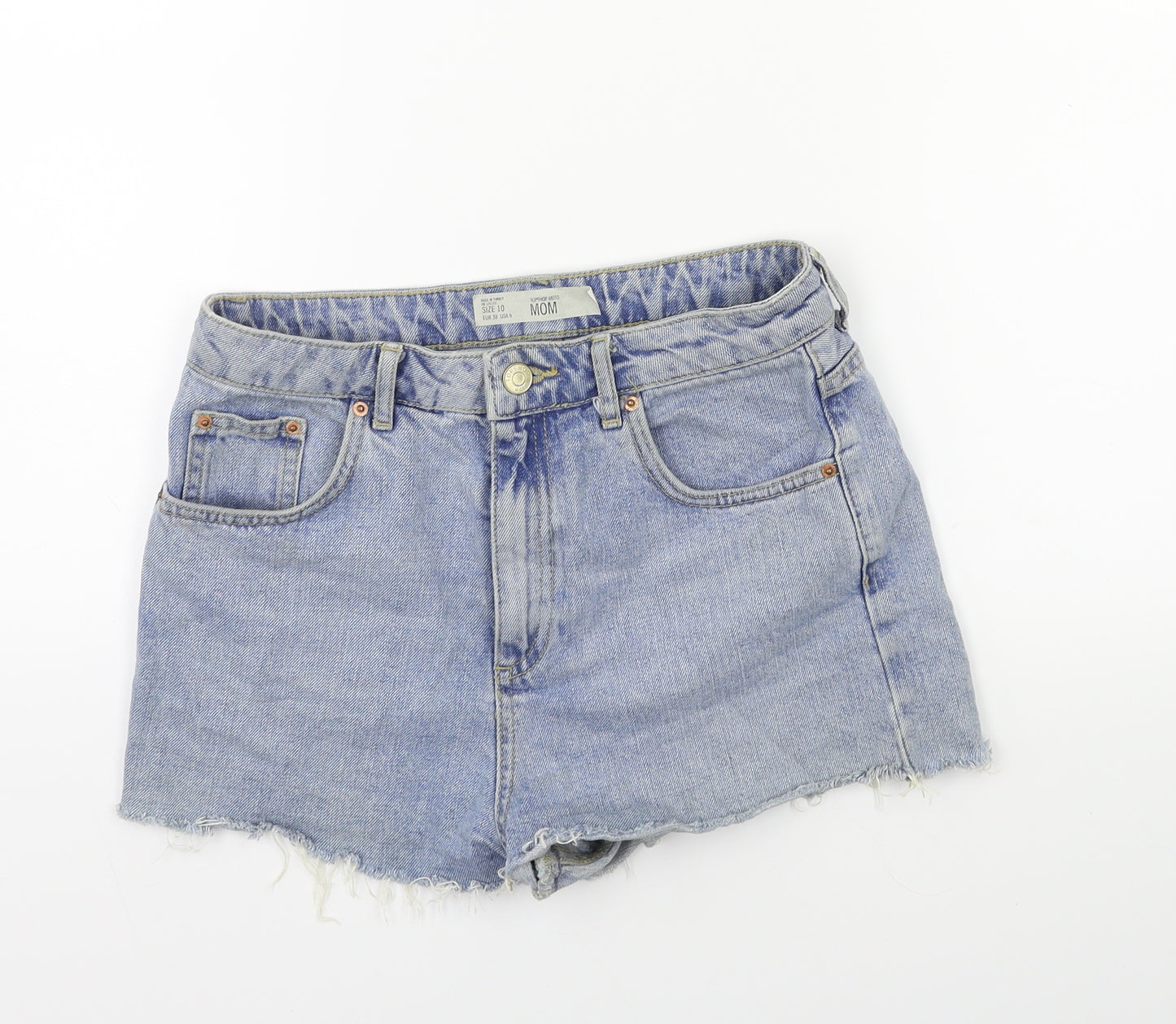 Topshop Womens Blue  Denim Cut-Off Shorts Size 10