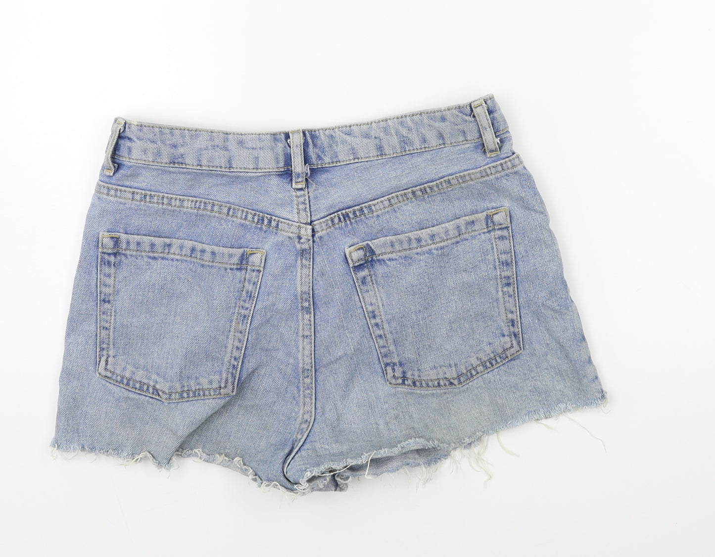 Topshop Womens Blue  Denim Cut-Off Shorts Size 10