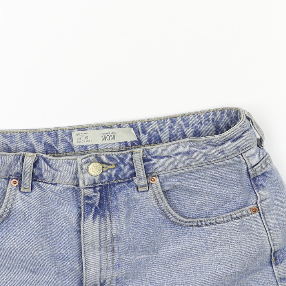 Topshop Womens Blue  Denim Cut-Off Shorts Size 10