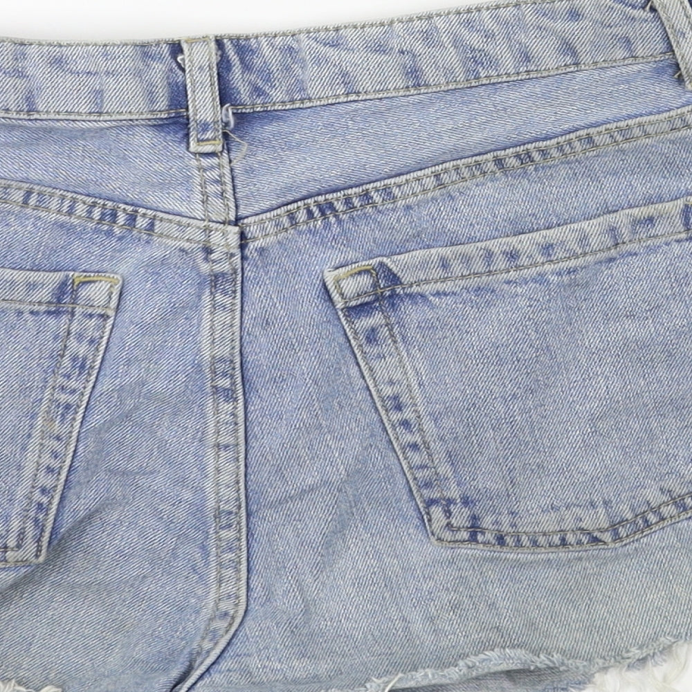 Topshop Womens Blue  Denim Cut-Off Shorts Size 10
