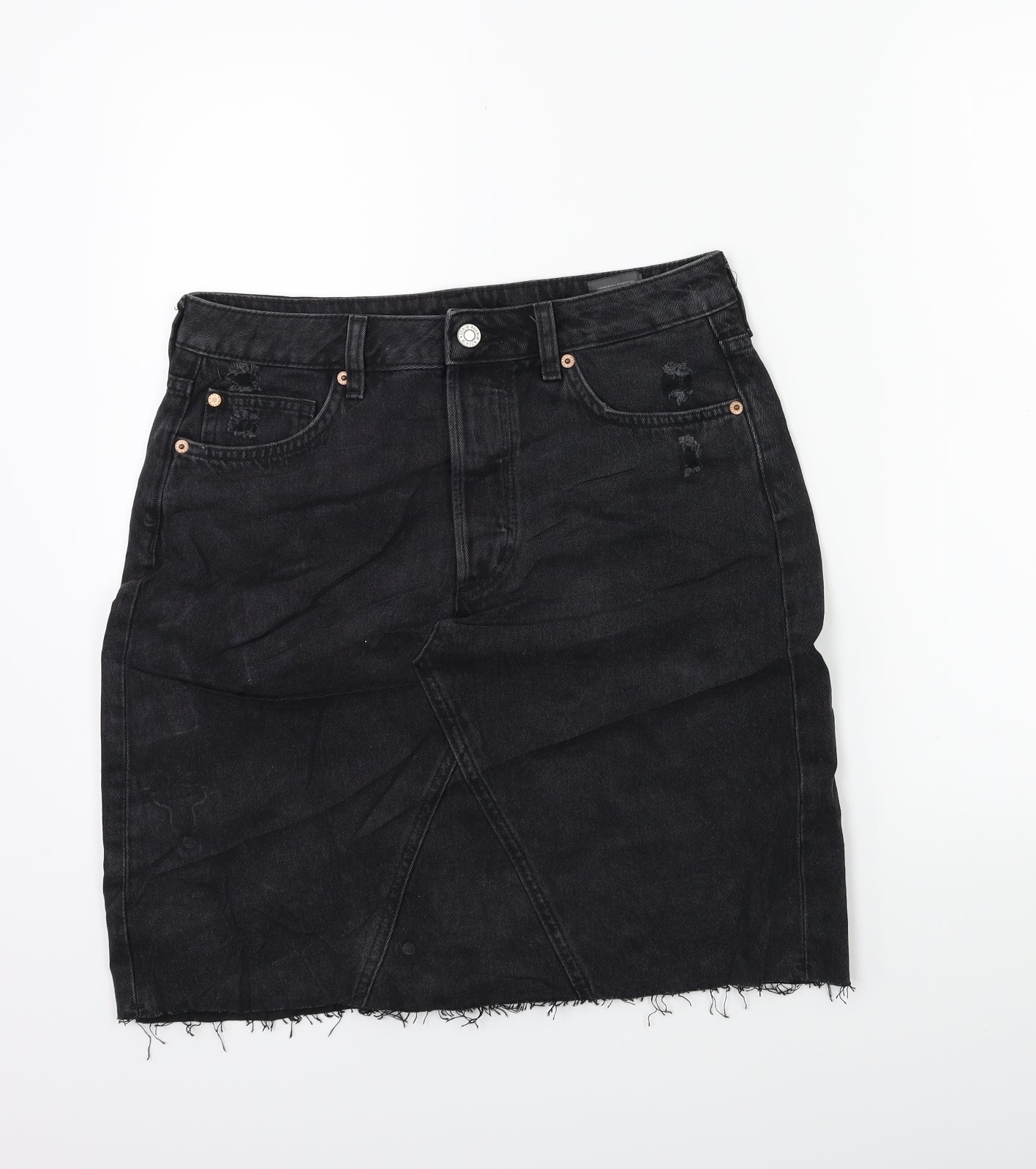 H&M Womens Black  Denim A-Line Skirt Size 12