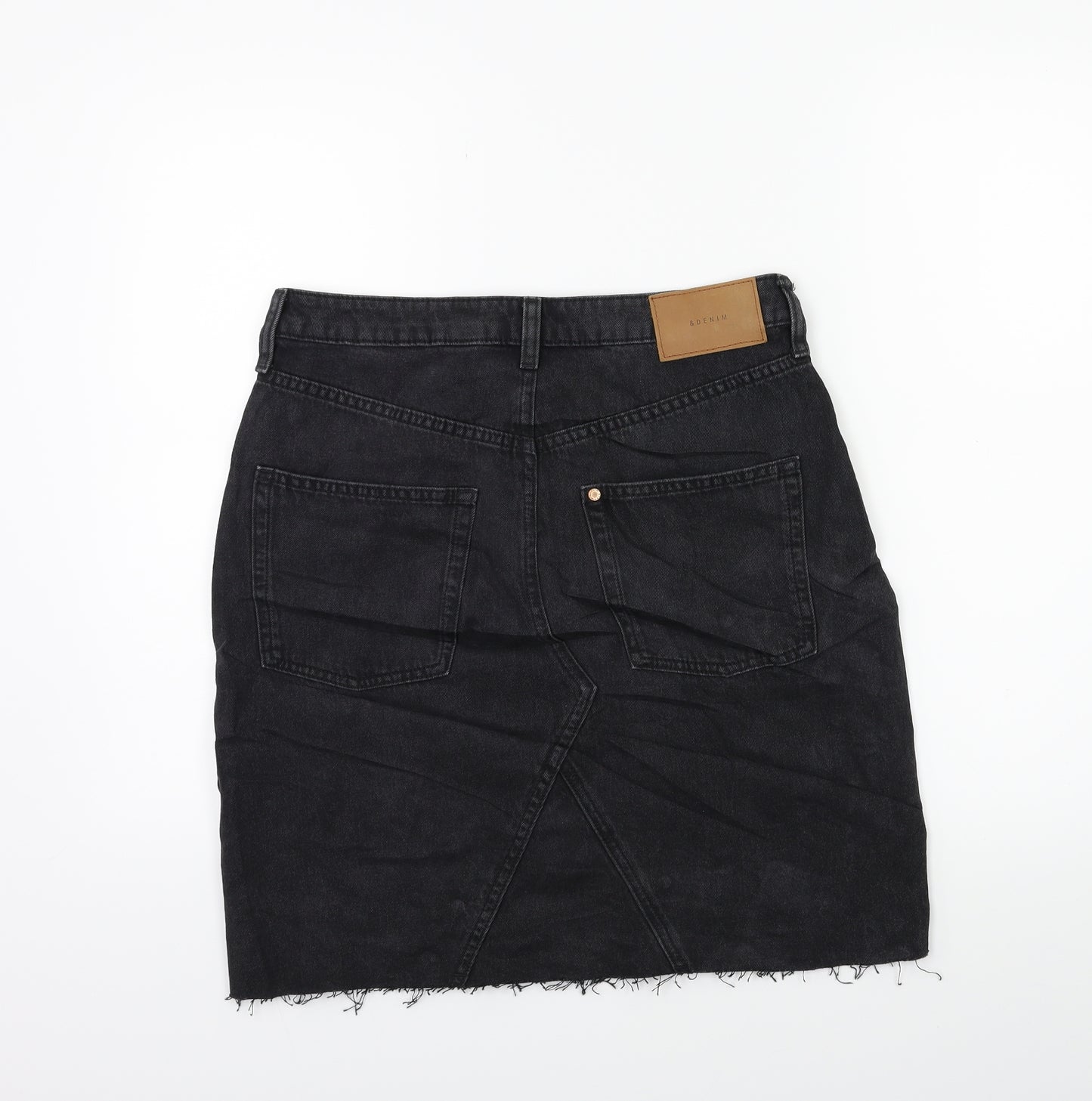 H&M Womens Black  Denim A-Line Skirt Size 12
