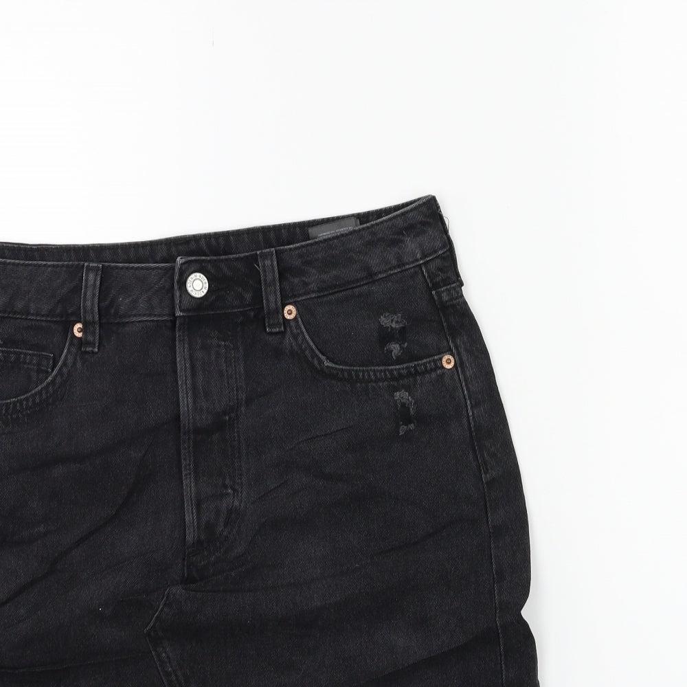 H&M Womens Black  Denim A-Line Skirt Size 12
