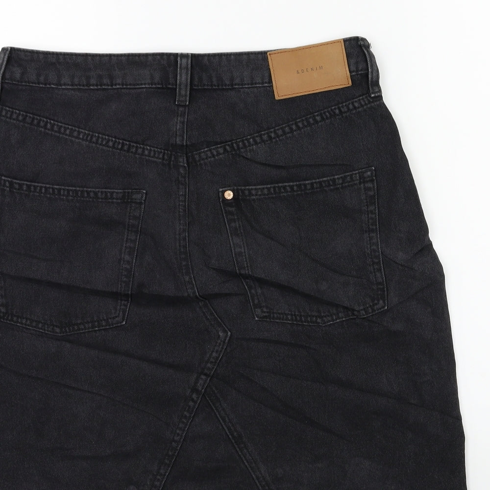 H&M Womens Black  Denim A-Line Skirt Size 12