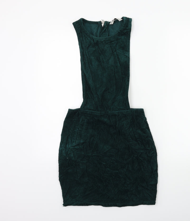 Miss Selfridge Womens Green Corduroy Pinafore/Dungaree Dress Size 6