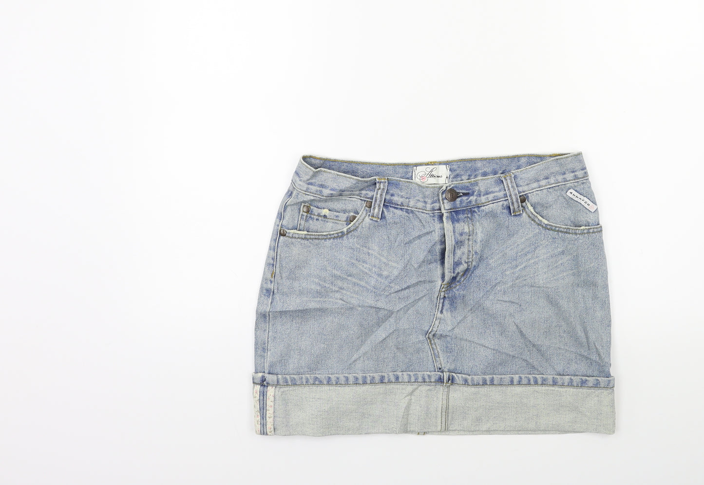 Atticus Womens Blue  Denim Mini Skirt Size 30 in