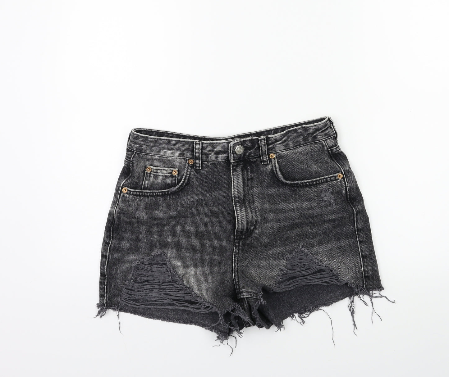 Topshop Womens Grey  Denim Cut-Off Shorts Size 10