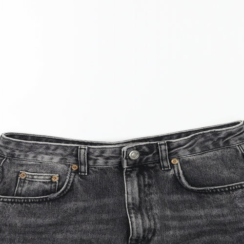 Topshop Womens Grey  Denim Cut-Off Shorts Size 10