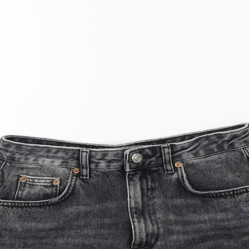 Topshop Womens Grey  Denim Cut-Off Shorts Size 10