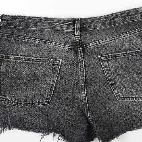 Topshop Womens Grey  Denim Cut-Off Shorts Size 10