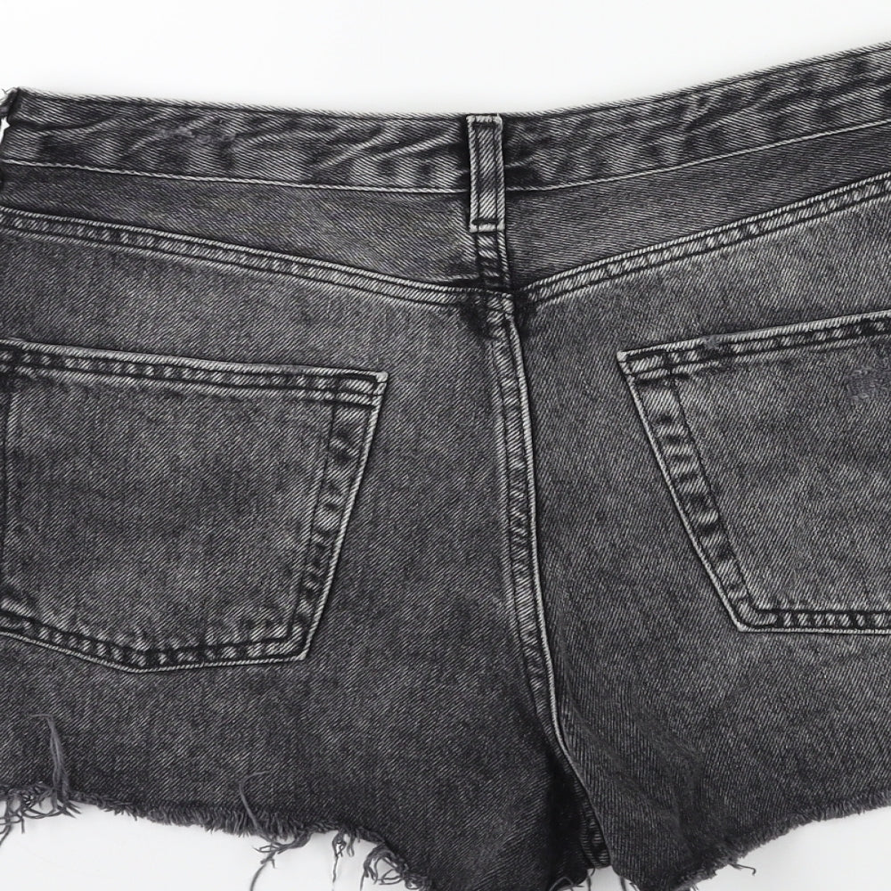 Topshop Womens Grey  Denim Cut-Off Shorts Size 10