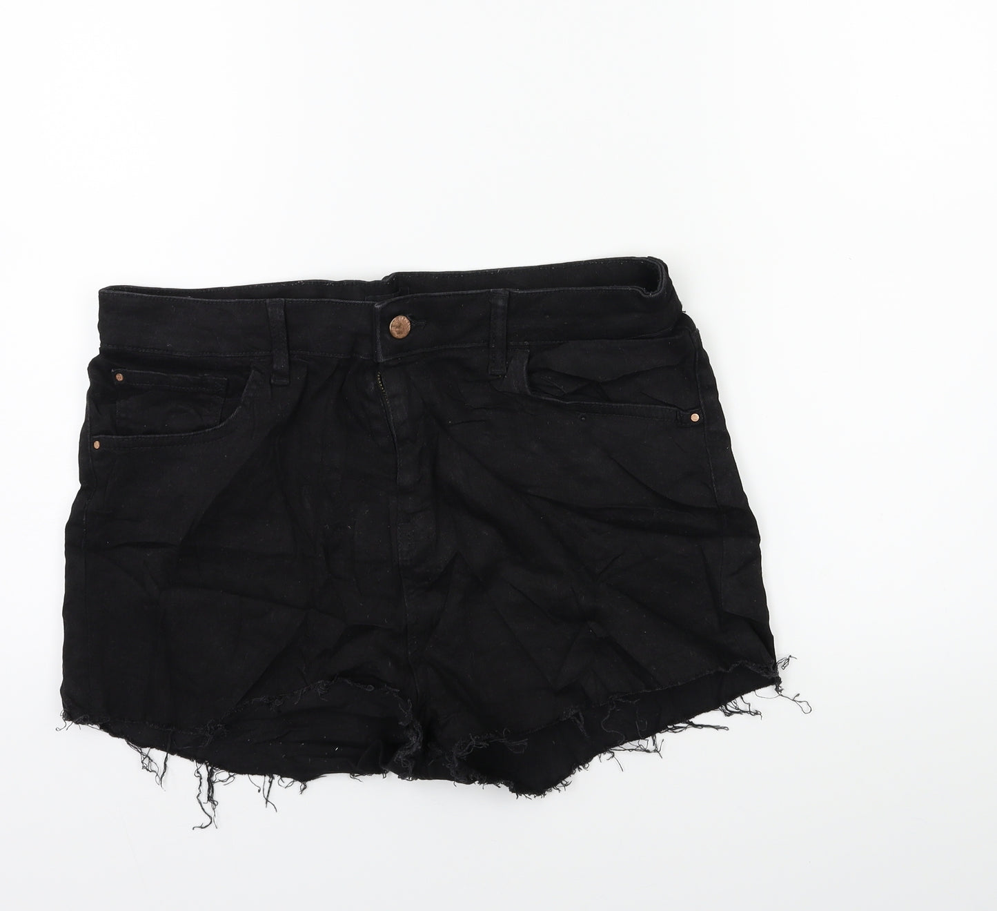 River Island Womens Black  Denim Cut-Off Shorts Size 16