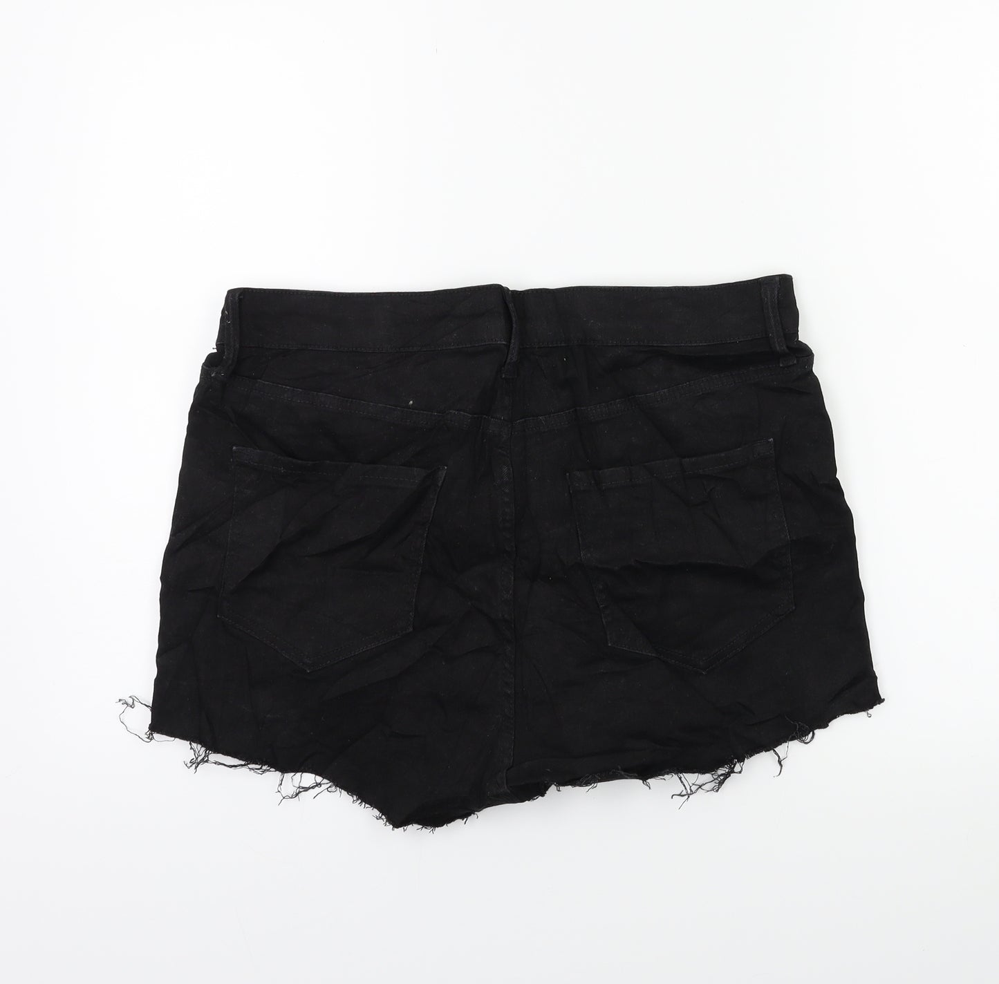 River Island Womens Black  Denim Cut-Off Shorts Size 16