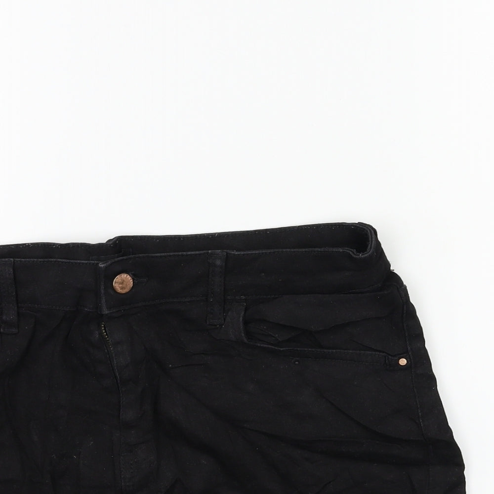 River Island Womens Black  Denim Cut-Off Shorts Size 16