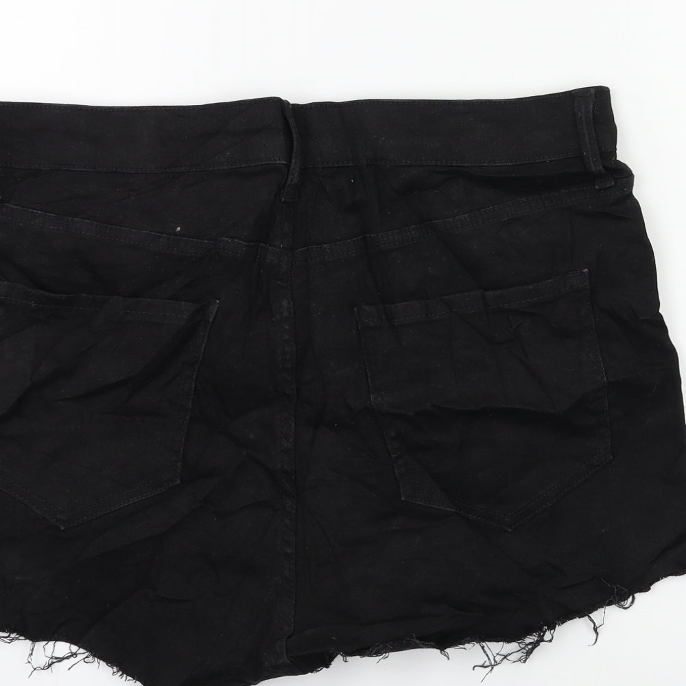 River Island Womens Black  Denim Cut-Off Shorts Size 16