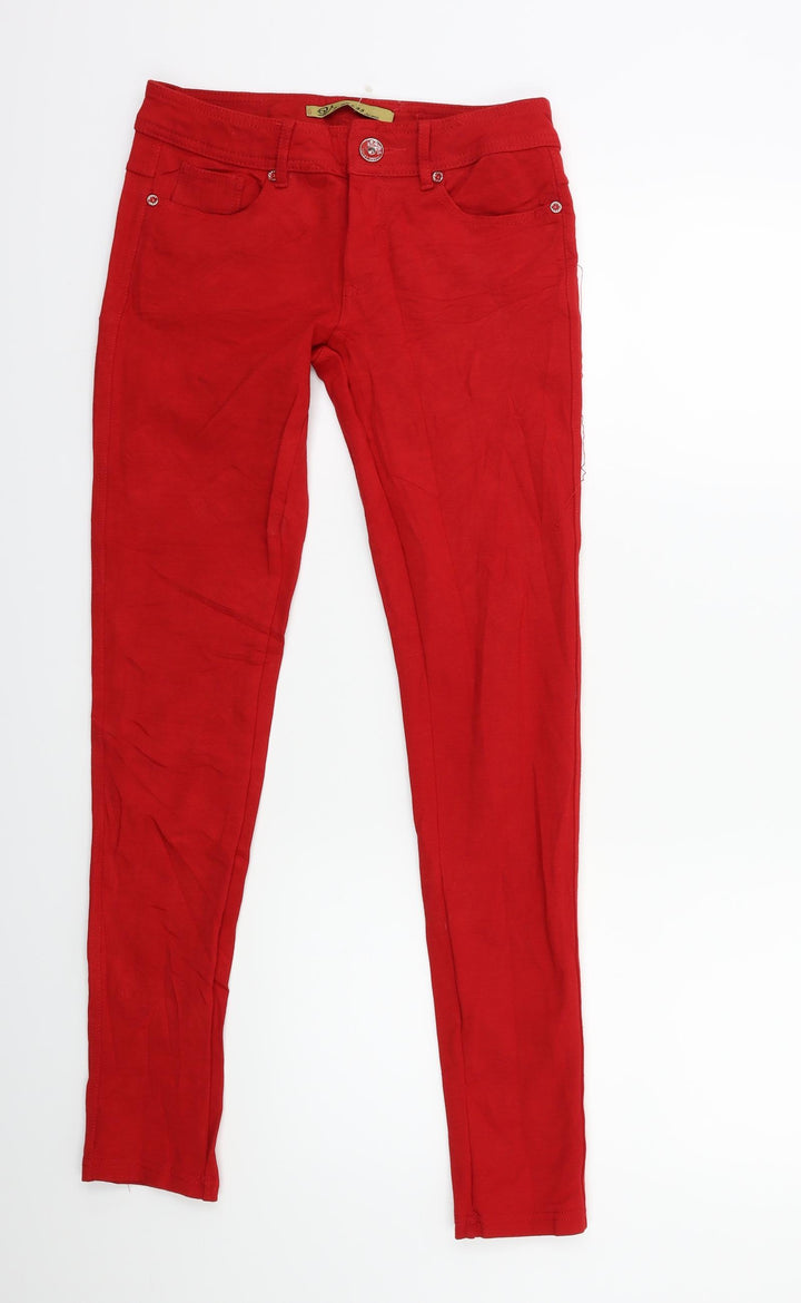 S MISS Womens Red Denim Skinny Jeans Size L L29 in