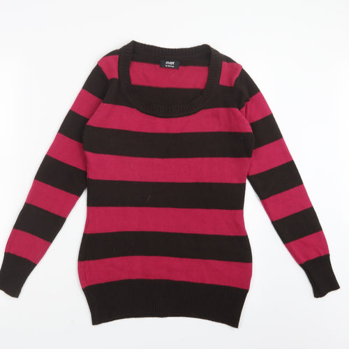 Max Womens Pink Striped Knit Pullover Jumper Size S