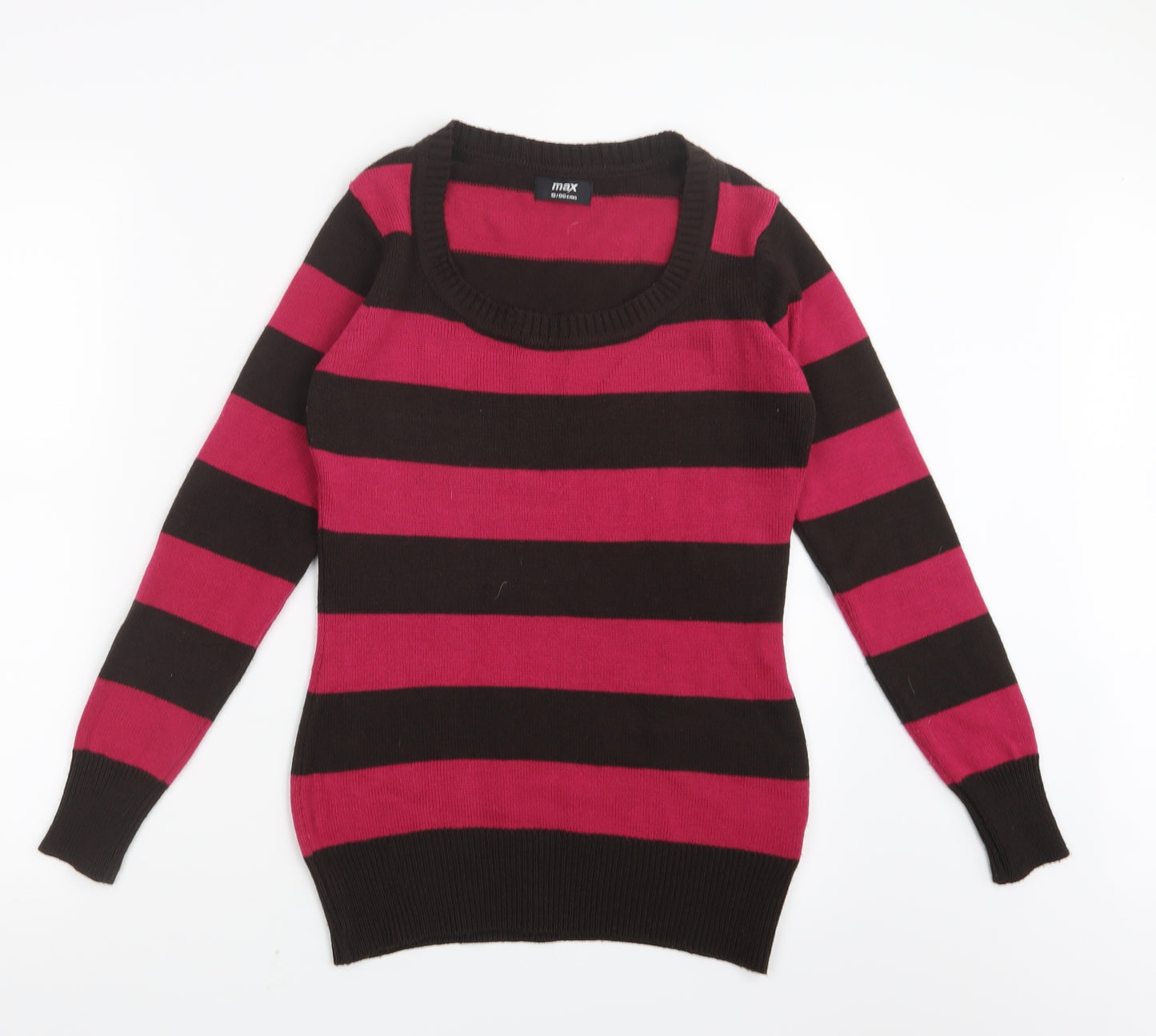 Max Womens Pink Striped Knit Pullover Jumper Size S