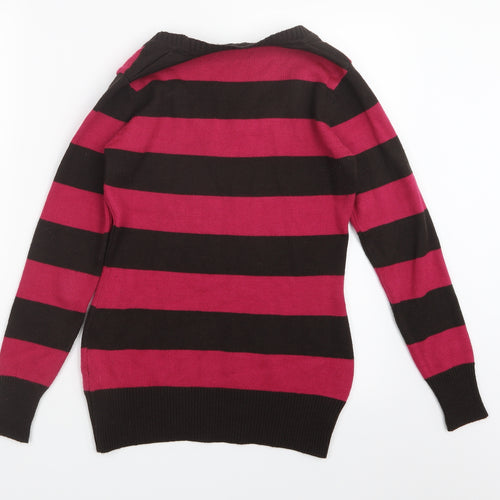 Max Womens Pink Striped Knit Pullover Jumper Size S