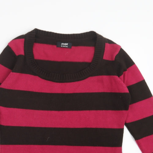 Max Womens Pink Striped Knit Pullover Jumper Size S
