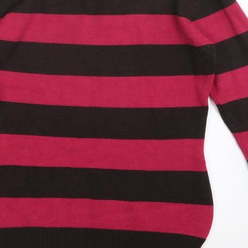 Max Womens Pink Striped Knit Pullover Jumper Size S