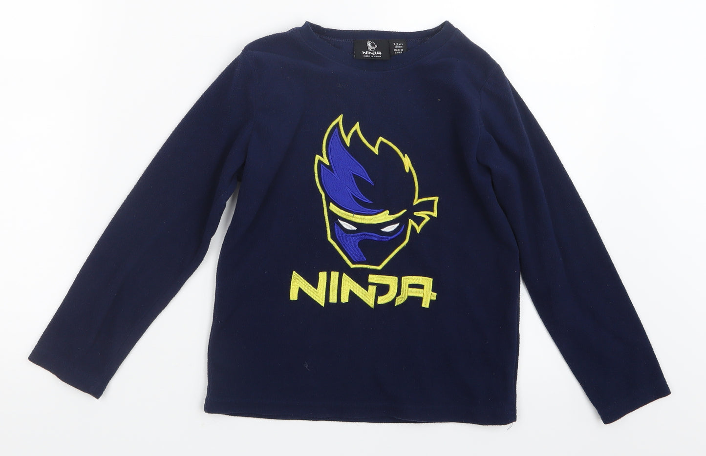 Primark Boys Blue Geometric   Pyjama Top Size 7-8 Years  - Ninja