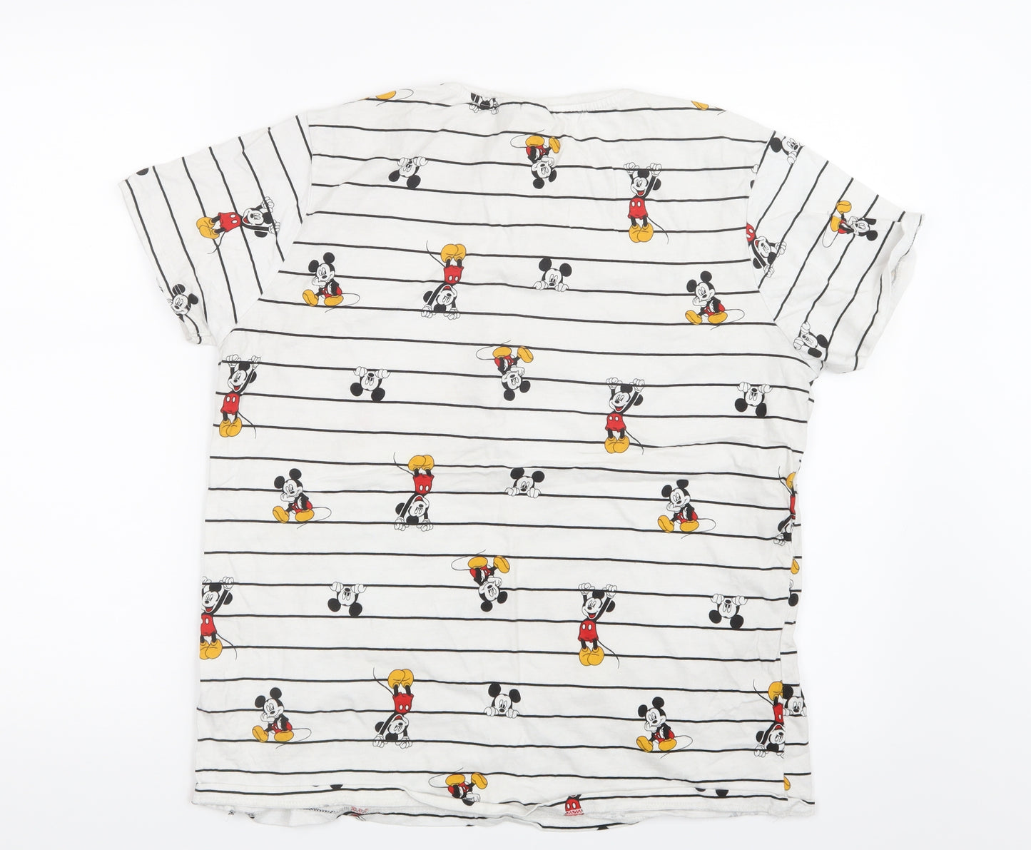 Primark Womens White Geometric  Basic T-Shirt Size 10  - Mickey Mouse