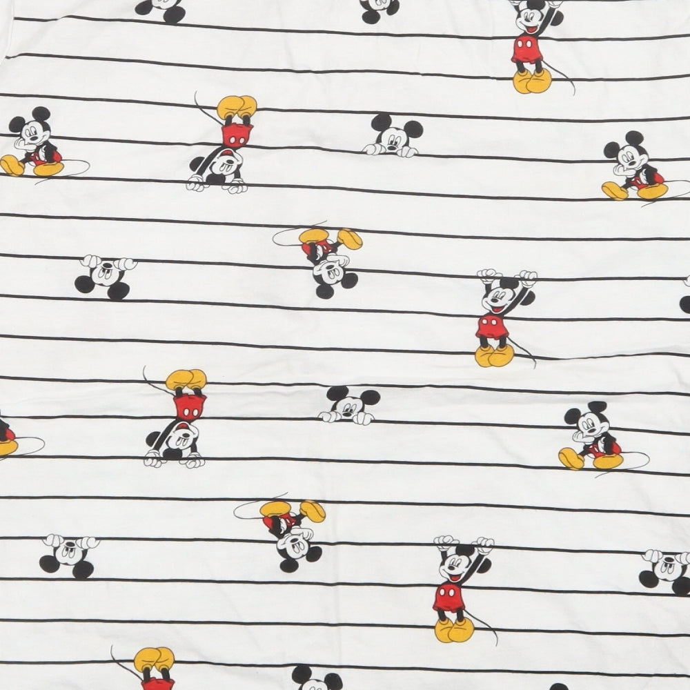 Primark Womens White Geometric  Basic T-Shirt Size 10  - Mickey Mouse