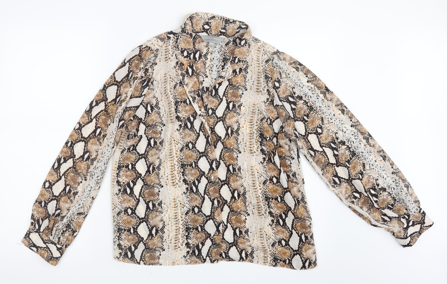 Dorothy Perkins Womens Brown Animal Print  Basic Button-Up Size 12