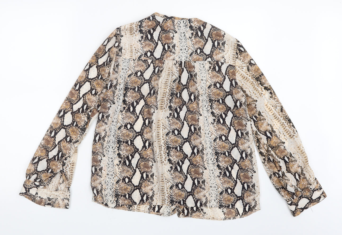 Dorothy Perkins Womens Brown Animal Print  Basic Button-Up Size 12