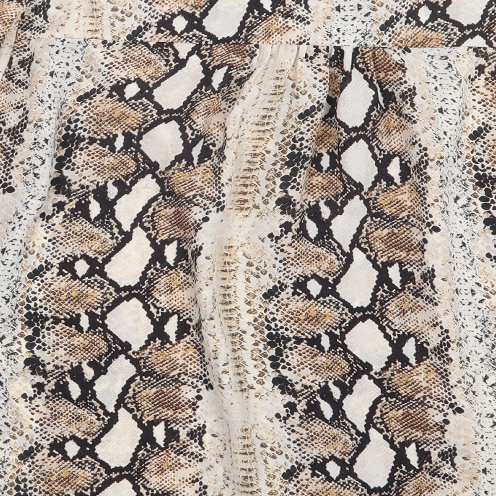 Dorothy Perkins Womens Brown Animal Print  Basic Button-Up Size 12