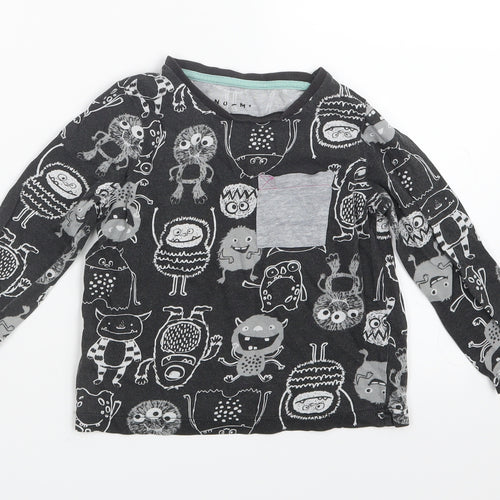 Nutmeg Boys Black Geometric   Pyjama Top Size 3-4 Years