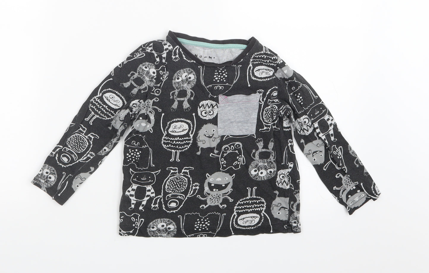 Nutmeg Boys Black Geometric   Pyjama Top Size 3-4 Years