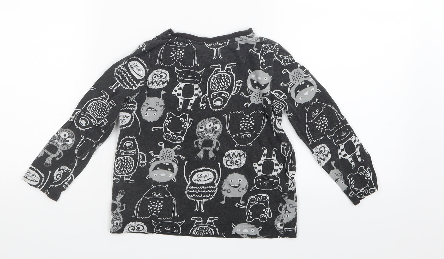 Nutmeg Boys Black Geometric   Pyjama Top Size 3-4 Years