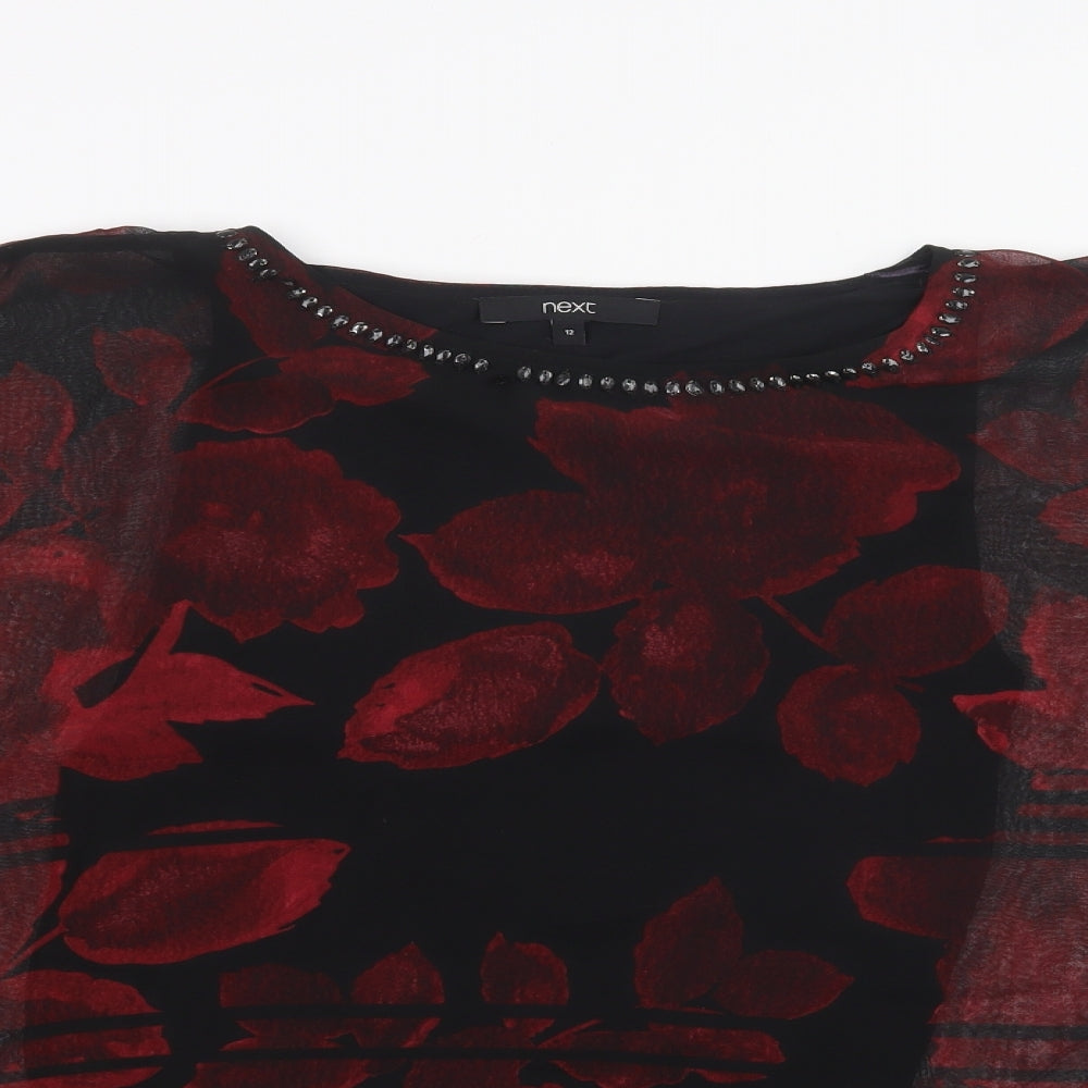 NEXT Womens Red Geometric  Basic Blouse Size 12