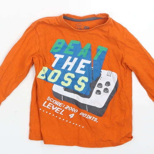 Little Kids Boys Orange   Basic T-Shirt Size 4 Years