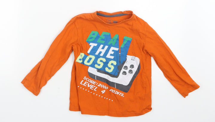 Little Kids Boys Orange Basic T-Shirt Size 4 Years