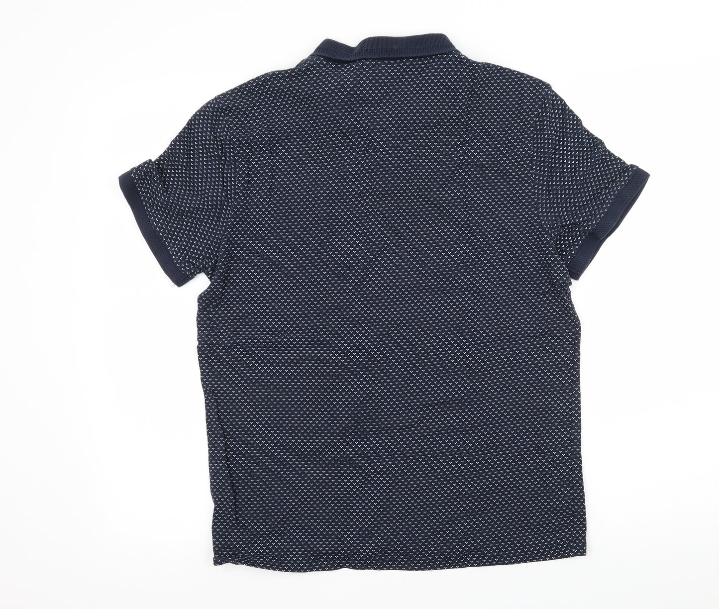 TU Mens Blue Polka Dot Jersey  Polo Size M