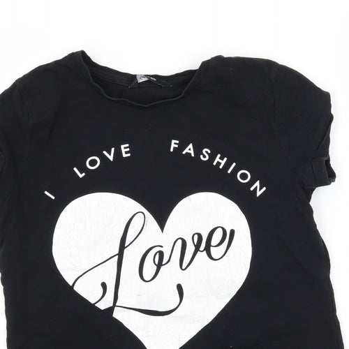 George Girls Black  Jersey Basic T-Shirt Size 10-11 Years  - I Love Fashion