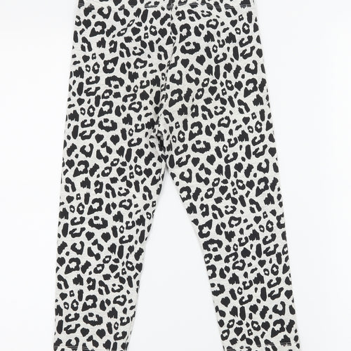 Primark Girls Grey Animal Print Jersey Jogger Trousers Size 8-9 Years - Leggings
