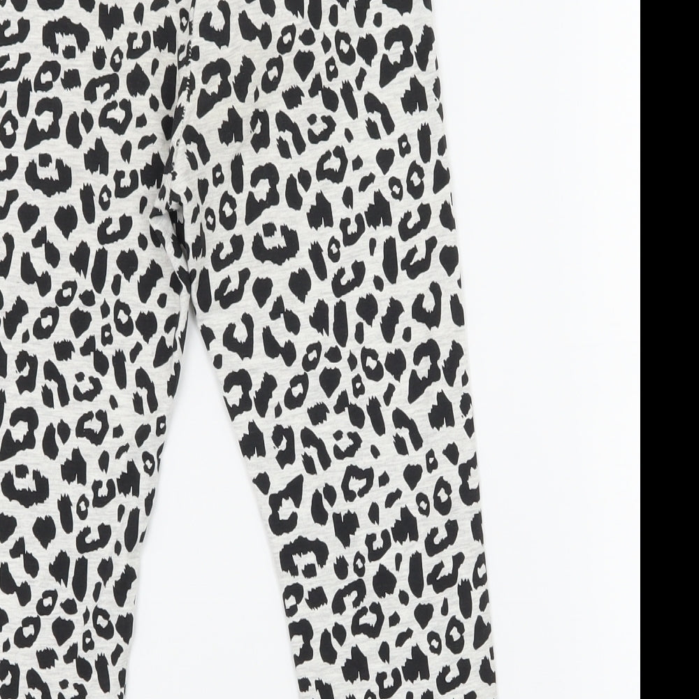 Primark Girls Grey Animal Print Jersey Jogger Trousers Size 8-9 Years - Leggings