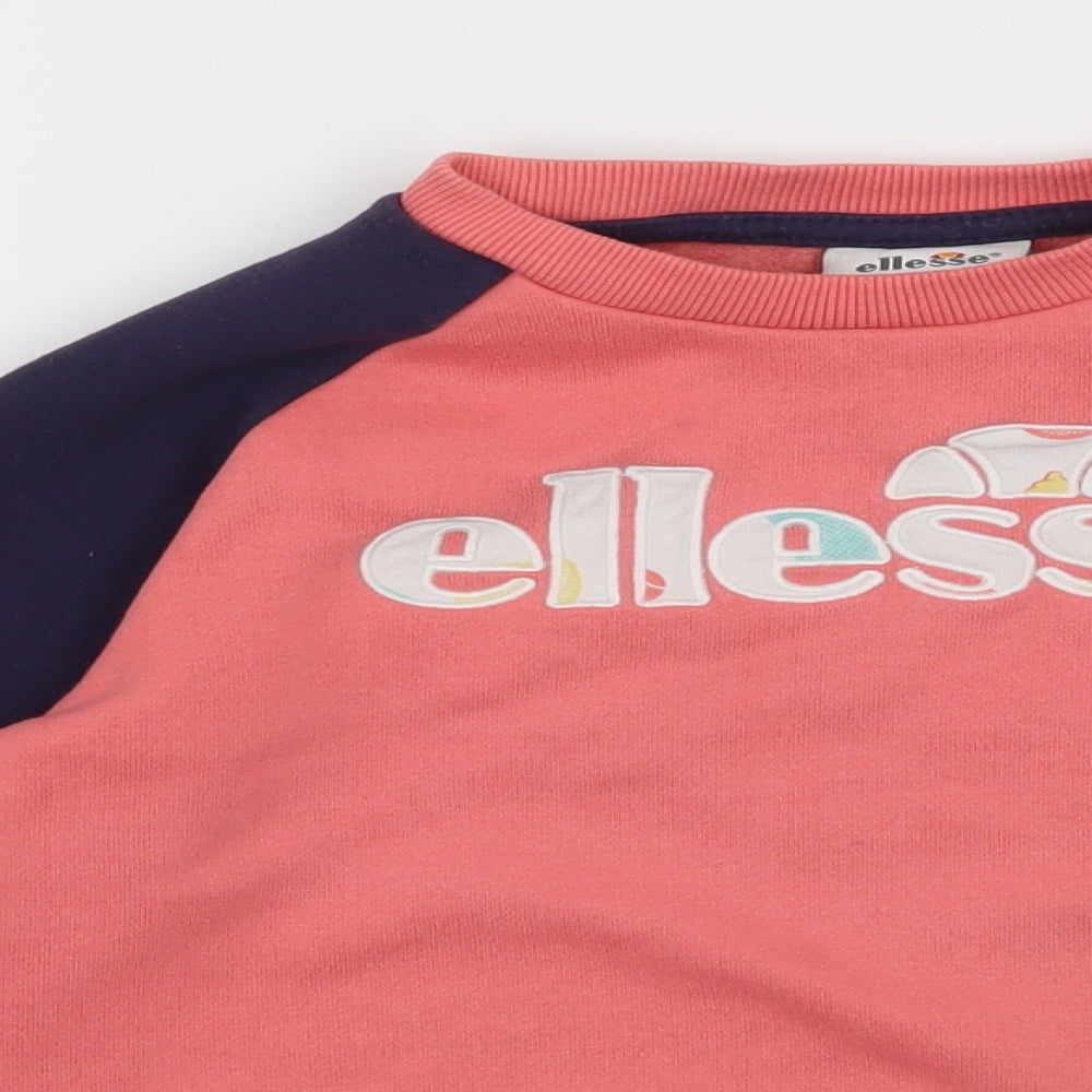 ellesse Girls Pink  Jacquard Pullover Sweatshirt Size 6-7 Years