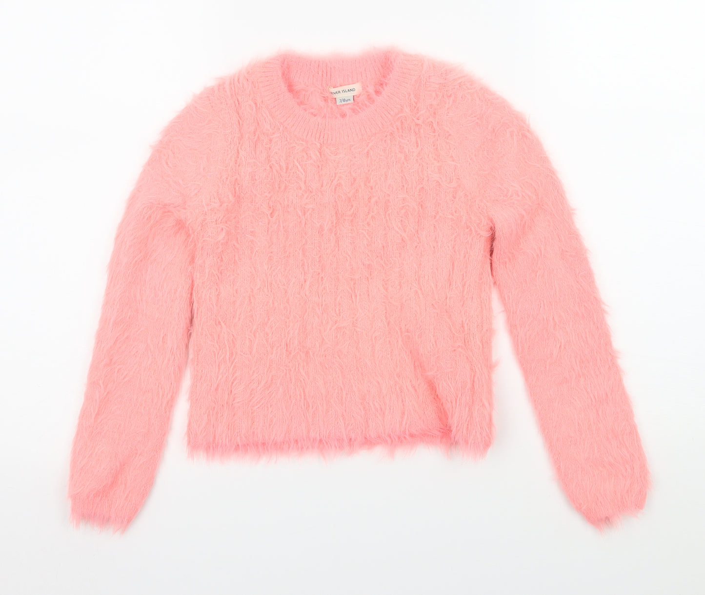 River Island Girls Pink  Knit Pullover Jumper Size 7-8 Years